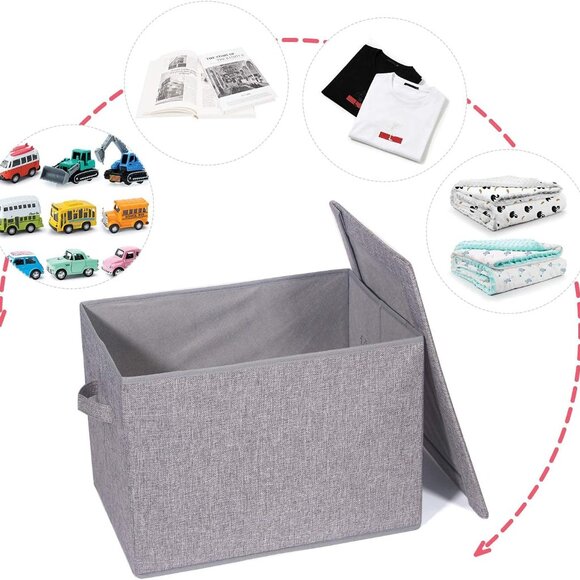 4 Pack Large Foldable Storage Box Cloth Organizers with Lids 16.5 Lx11.8 W - Picture 4 of 6